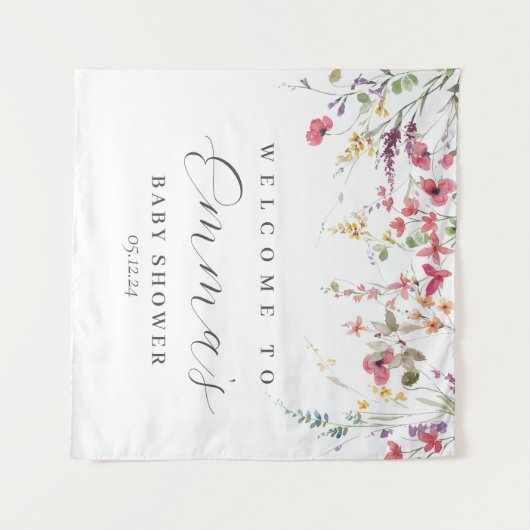 Wildblume Begrüßungszeichen, Wildblume-Plakat Wandteppich (Vorderseite (Horizontal))