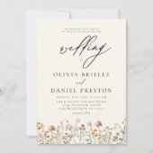 Wildblume Beige Foto Boho Monogram Wedding Einladung (Vorderseite)