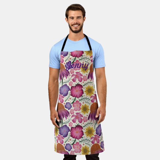 Wildblume Beige Personalisierte Schürze (Getragen)