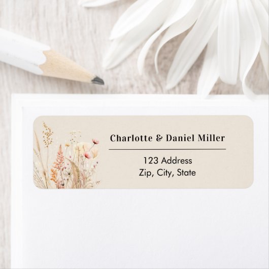 Wildblume Beige Rosa Rücksendeadresse (Insitu)