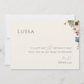 Wildblume | Beige Trauzeugin-Karte des verblassten Einladung (Rückseite)