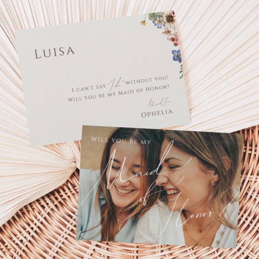 Wildblume | Beige Trauzeugin-Karte des verblassten Einladung