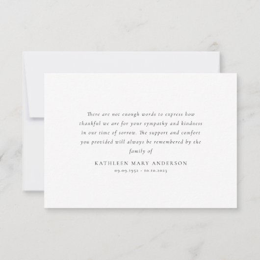 Wildblume Beileid Beerdigung Dankeskarte (Rückseite)