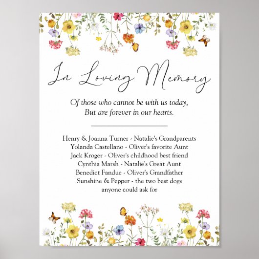 Wildblume beim Hochzeitsschreiben von Gedächtnismä Poster (Vorne)