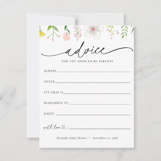 Wildblume Beratung für die Kinderduschkarte Einladung (Vorderseite)