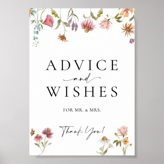 Wildblume Beratung und Wünsche Hochzeitszeichen Poster (Vorne)