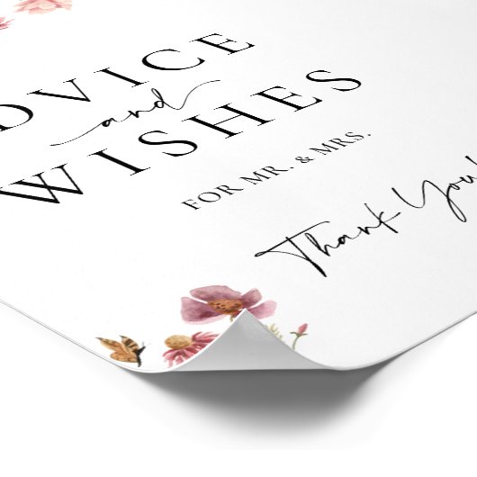 Wildblume Beratung und Wünsche Hochzeitszeichen Poster (Ecke)