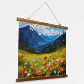 Wildblume Berge Landschaft Wandteppich Mit Holzrahmen (Gewinkelt)