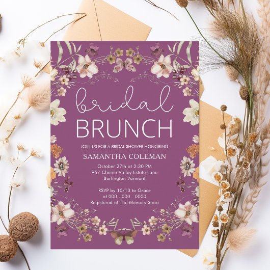 Wildblume Berry Boho Bridal Brunch Brautparty Einladung