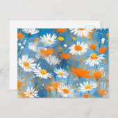 Wildblume-Bewegung in weichem blauem Wash Postkarte (Vorne/Hinten)