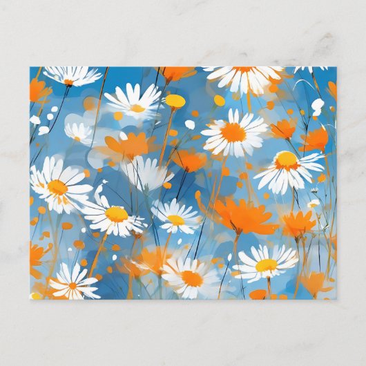 Wildblume-Bewegung in weichem blauem Wash Postkarte (Vorderseite)