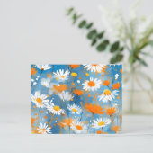 Wildblume-Bewegung in weichem blauem Wash Postkarte (Stehend Vorderseite)