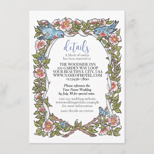 Wildblume Bird Border Pastell Weiße Details Hübsch Begleitkarte (Vorderseite)