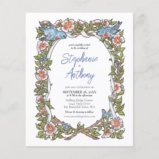 Wildblume Bird Floral Border Wedding (Vorderseite)