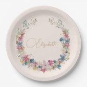 Wildblume Birthday Elegant Pappteller (Vorderseite)