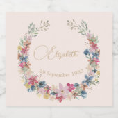 Wildblume Birthday Elegant Schaumweinetikett (Einzelnes Label)