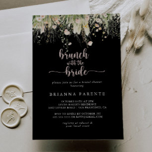 Wildblume Black Brunch mit Brautdusche Einladung