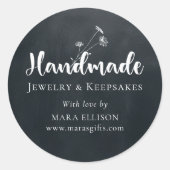 Wildblume Black Custom Handmade Product Packaging Runder Aufkleber (Vorderseite)