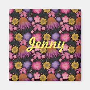 Wildblume Black Floral Personalisiert Magnet
