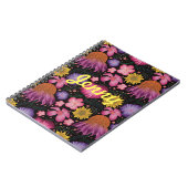 Wildblume Black Floral Personalisiert Notebook Notizblock (Linke Seite)