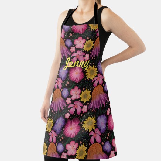 Wildblume Black Floral Personalisierte Schürze (InSitu)