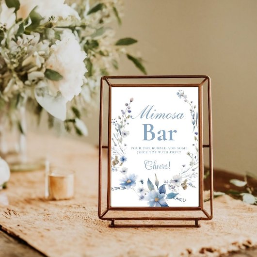 Wildblume blau Mimosa Bar Sign Poster