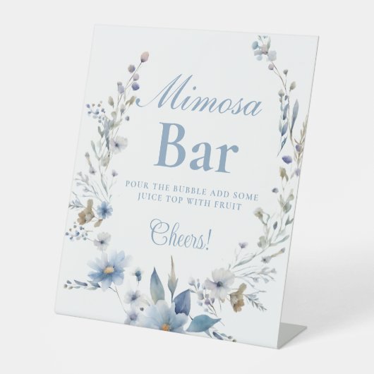 Wildblume blau Mimosa Bar Sign Sockelschild (Vorderseite)