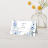 Wildblume Blau und Weiß Rustikale Hochzeit Platzkarte (Vorderseite)