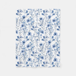 Wildblume Blau Weiße Wasserfarbe Floral Fleecedecke