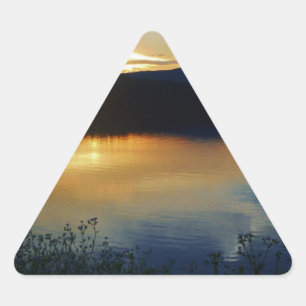 Wildblume, Blauer Sonnenuntergang Dreieckiger Aufkleber