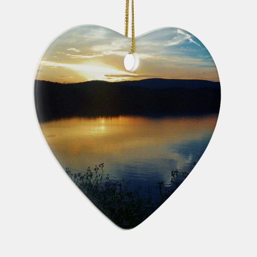 Wildblume, Blauer Sonnenuntergang Keramik Ornament (Rechts)