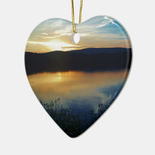 Wildblume, Blauer Sonnenuntergang Keramik Ornament (Links)