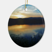 Wildblume, Blauer Sonnenuntergang Keramik Ornament (Links)