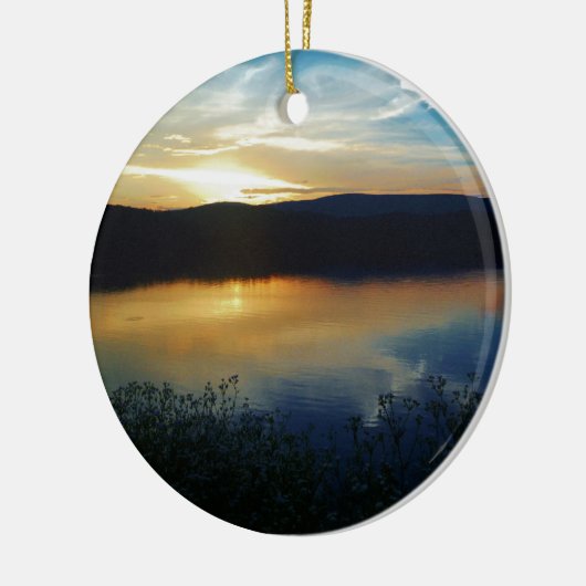 Wildblume, Blauer Sonnenuntergang Keramik Ornament (Links)