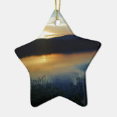 Wildblume, Blauer Sonnenuntergang Keramik Ornament (Links)