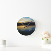 Wildblume, Blauer Sonnenuntergang Runde Wanduhr (Zuhause)