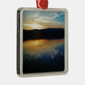 Wildblume, Blauer Sonnenuntergang Silbernes Ornament (Rechts)