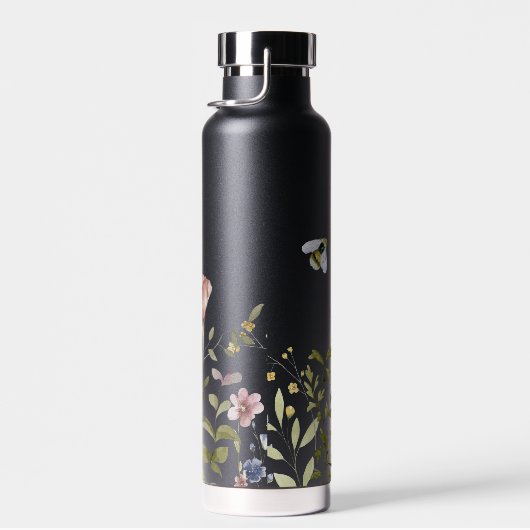 Wildblume Blaulauchbiene | Monogramm Trinkflasche (Rechts)