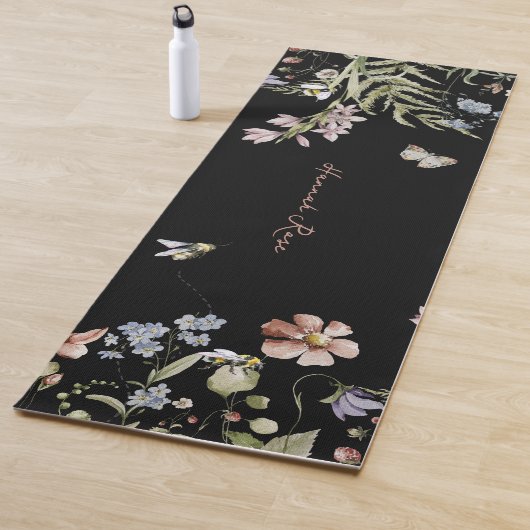 Wildblume Blaulauchbiene | Monogramm Yogamatte (Beispiel)