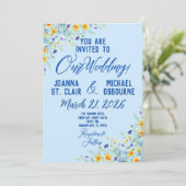 Wildblume Bliss Beautiful Floral auf Blue Einladung (Stehend Vorderseite)