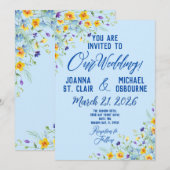 Wildblume Bliss Beautiful Floral auf Blue Einladung (Vorne/Hinten)