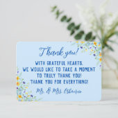 Wildblume Bliss Schönes Blumenblau auf blau Dankeskarte (Stehend Vorderseite)