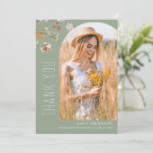 Wildblume Bloom Abschluss Foto Vielen Dank Einladung (Stehend Vorderseite)