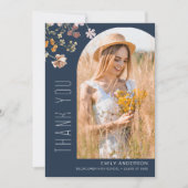 Wildblume Bloom Abschluss Foto Vielen Dank Einladung (Vorderseite)