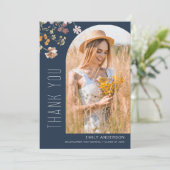 Wildblume Bloom Abschluss Foto Vielen Dank Einladung (Stehend Vorderseite)