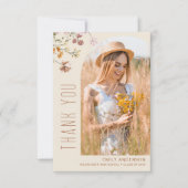 Wildblume Bloom Abschluss Foto Vielen Dank Einladung (Vorderseite)