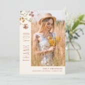 Wildblume Bloom Abschluss Foto Vielen Dank Einladung (Stehend Vorderseite)