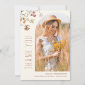 Wildblume Bloom Abschluss Foto Vielen Dank Einladung (Vorderseite)