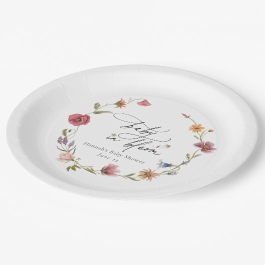 Wildblume Bloom Baby Dusche Pappteller (Schrägansicht)