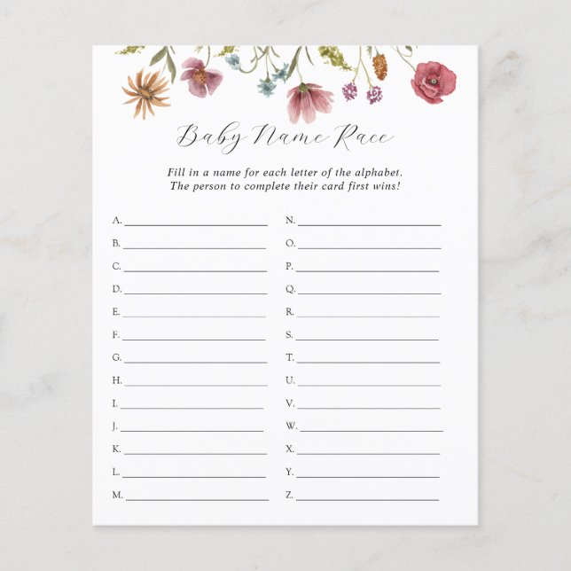 Wildblume Bloom Baby Name Race (Vorderseite)